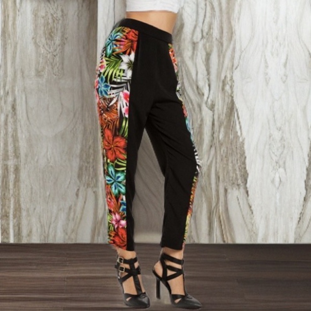 Line + Dot by Revolve Tropical Rainbow Silk  Pants Size Medium New!